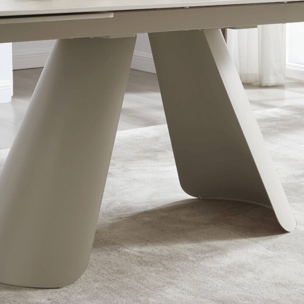 Petra Cream Travertine Ceramic Dining Set With 4 Camilla Chairs