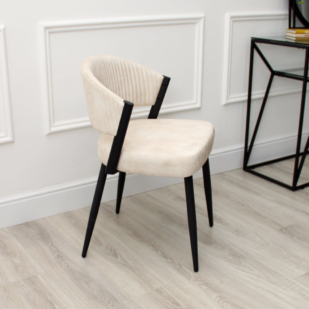 Maria Cream Curved Velvet Dining Chair