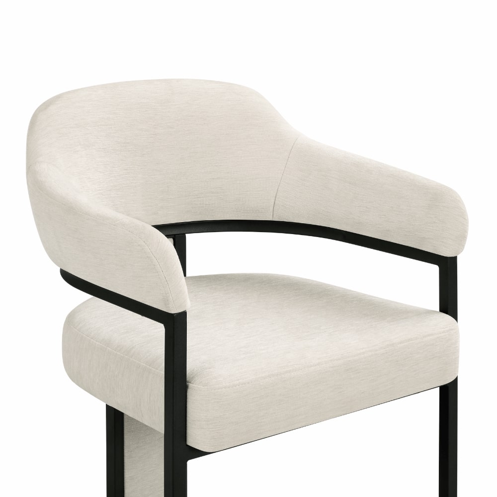 Camilla Curved Cream Chenille Dining Chair