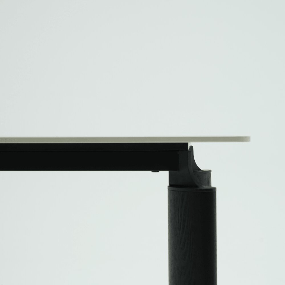 Matteo Black Wooden and Light Grey Ceramic Dining Table
