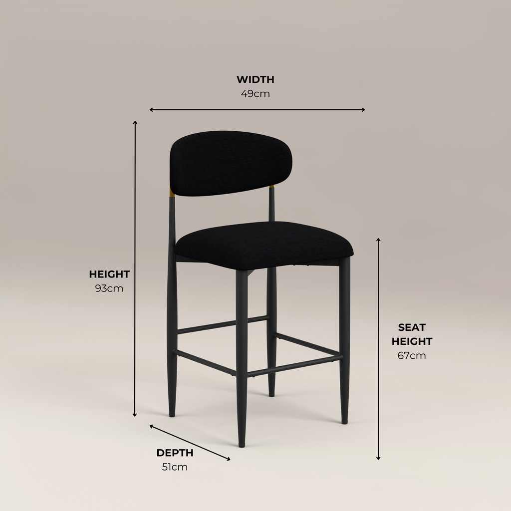 Azure Black Chenille With Gold Barstool