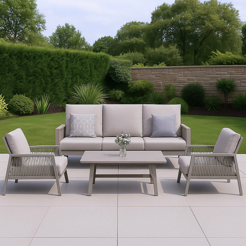 Sicily Light Grey Aluminium 5 Seater Garden Sofa Set