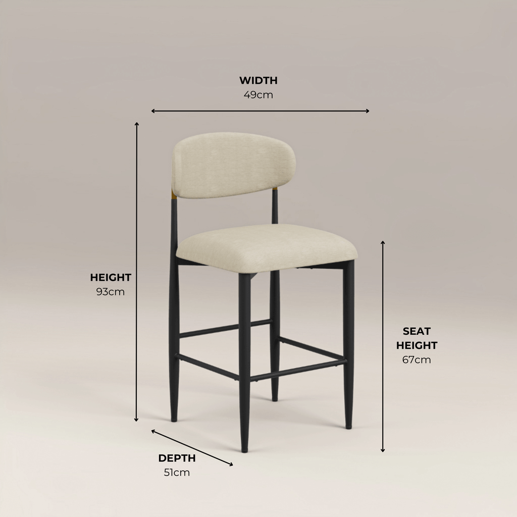 Azure Cream Chenille With Gold Barstool