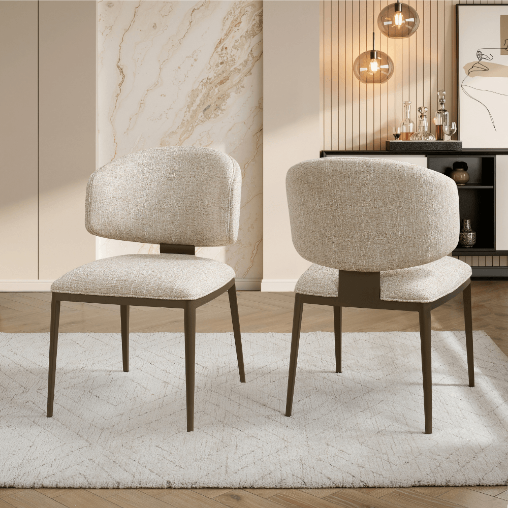 Daphne Beige Brushed Bronze Dining Chair