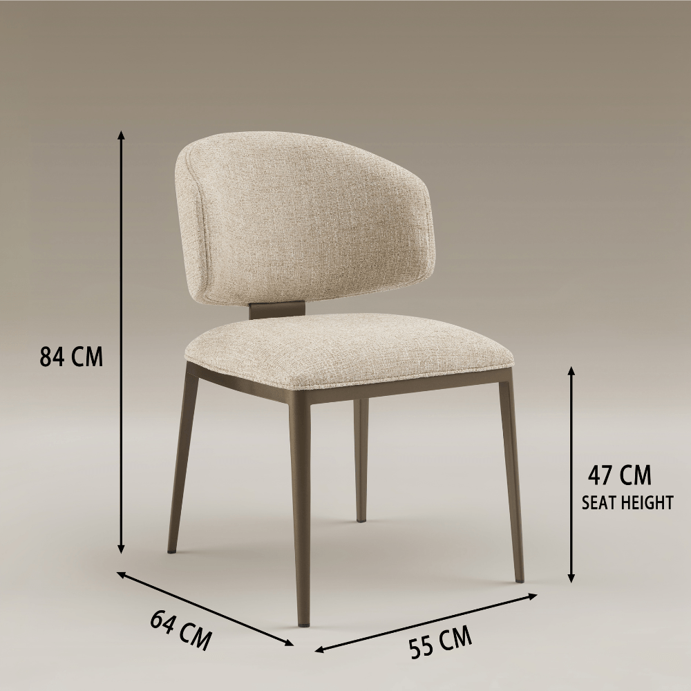 Daphne Beige Brushed Bronze Dining Chair