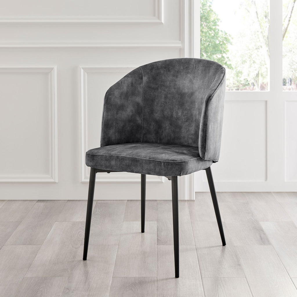 Castelle Grey Curved Velvet Dining Chair