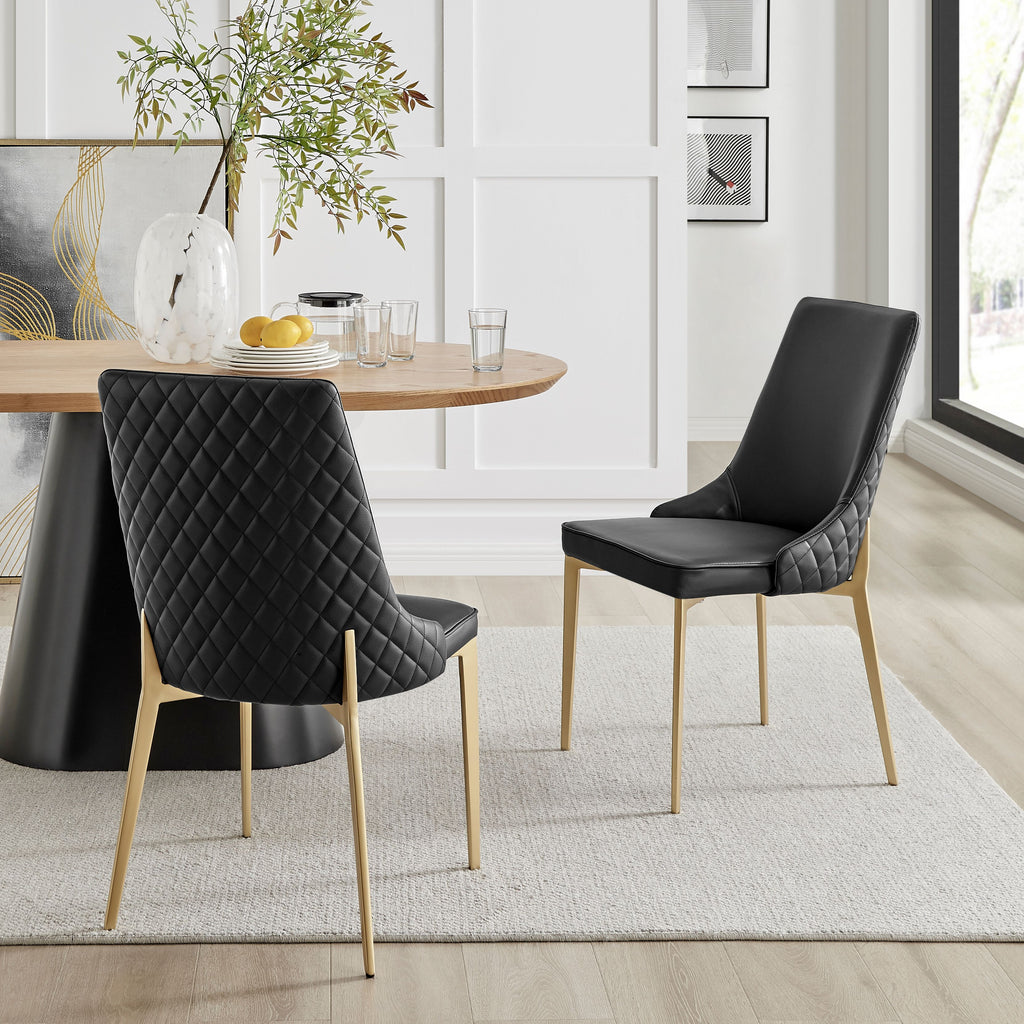 Black Ceramic Marble Effect Extending Table with 4 Black Faux Leather Chair Set