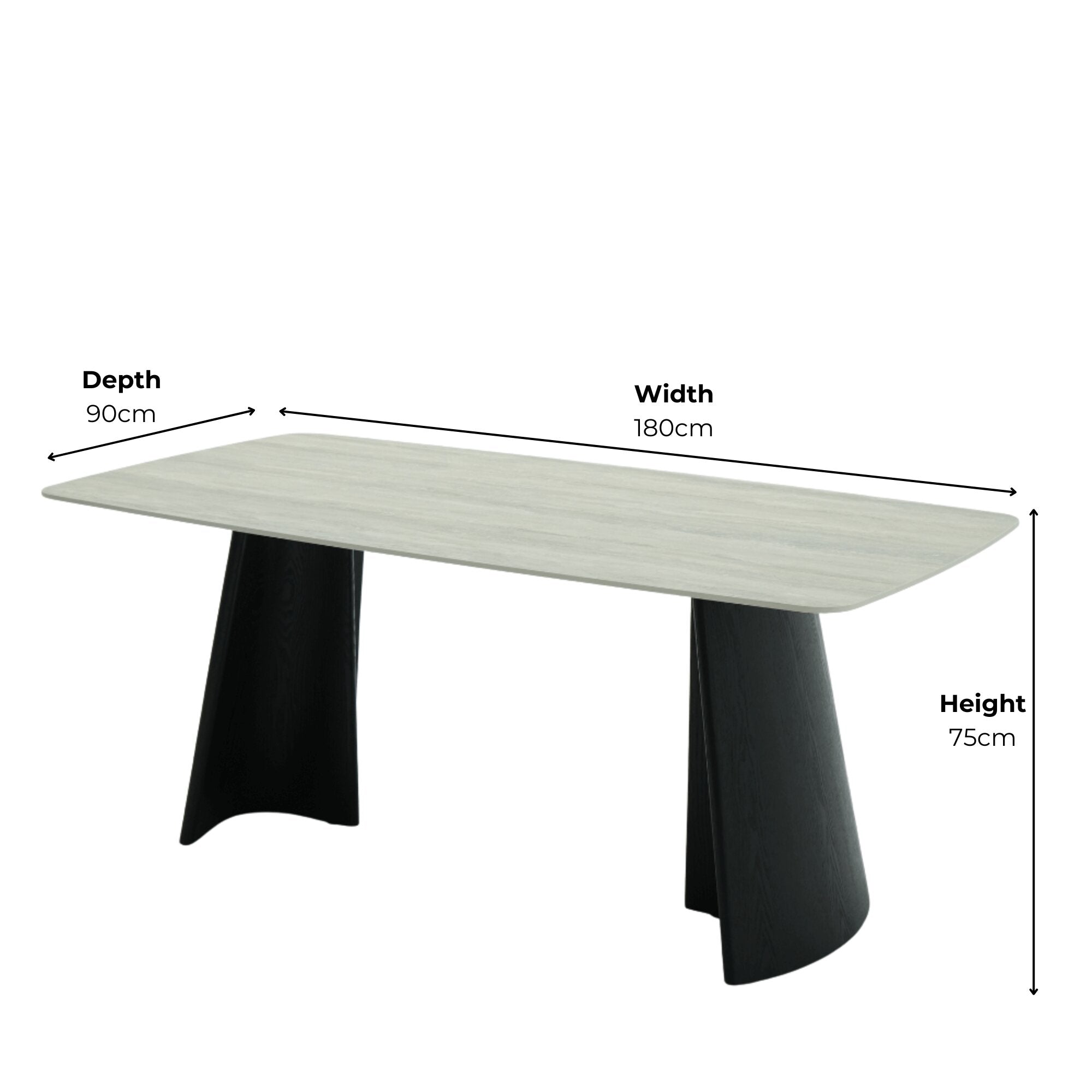 Zara Black Wood and White Ceramic Dining Table