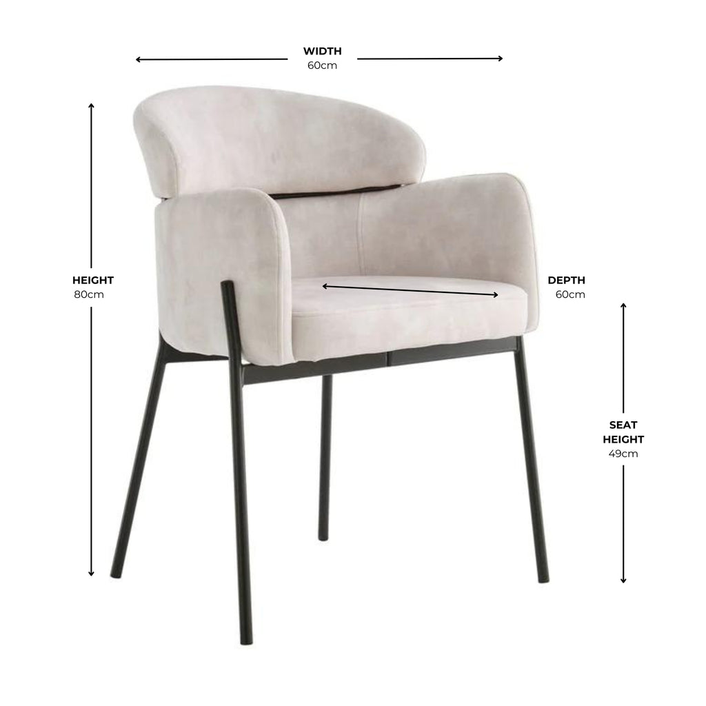 Liang Cream Velvet Dining Chair