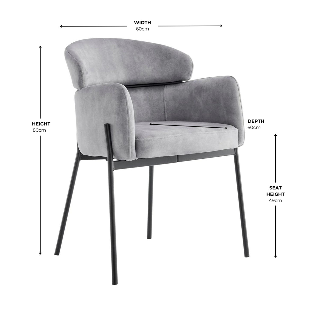 Liang Grey Velvet Dining Chair