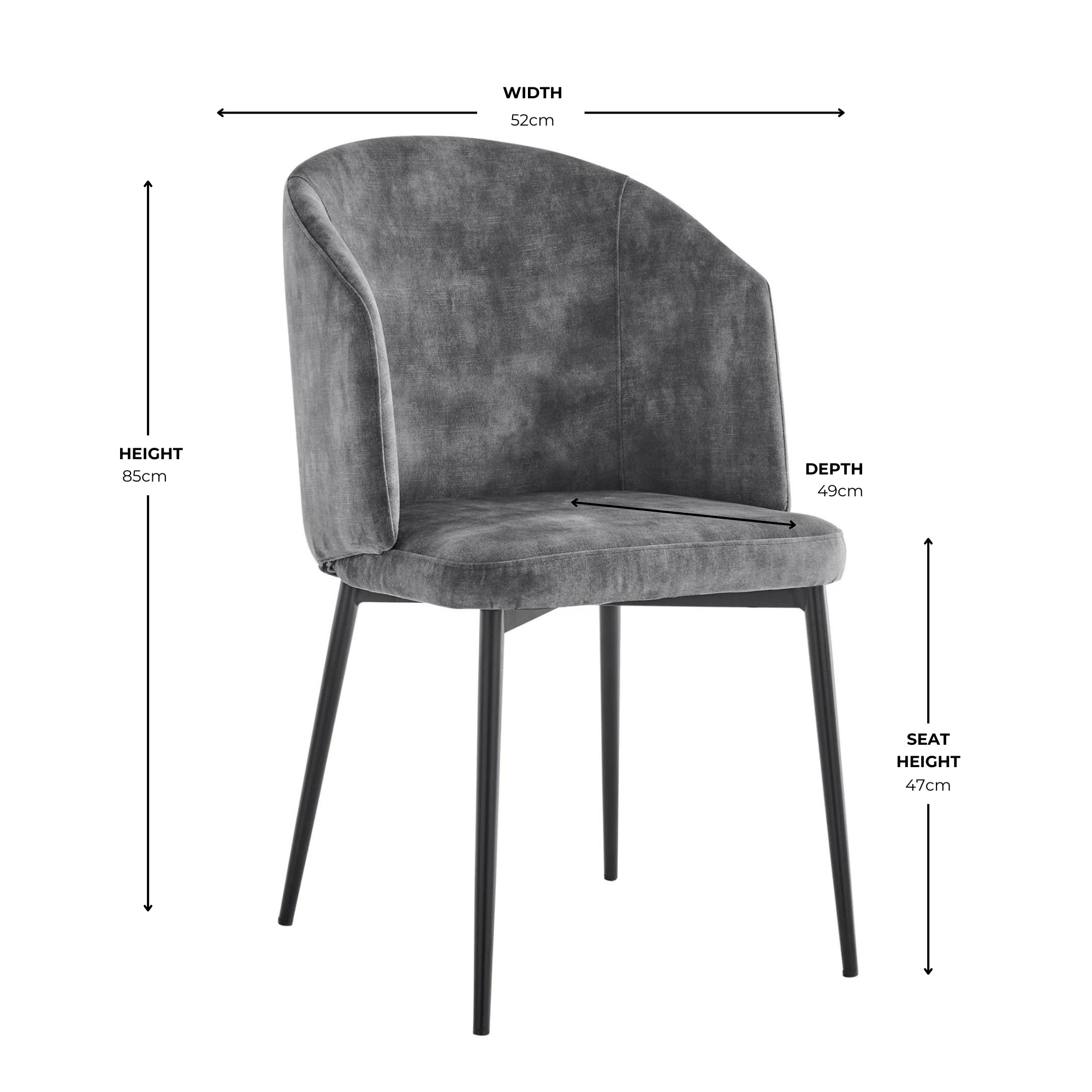 Castelle Grey Curved Velvet Dining Chair