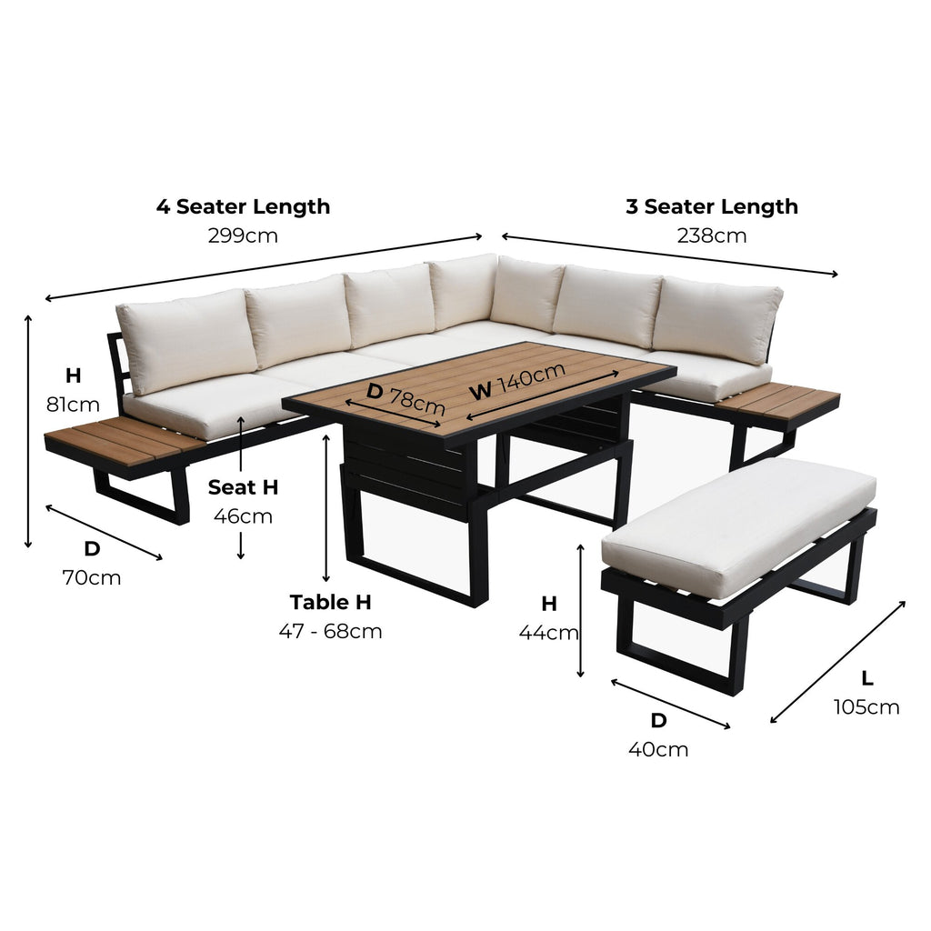 Geneva Cream Aluminium Frame Modular Sofa Dining Garden Set