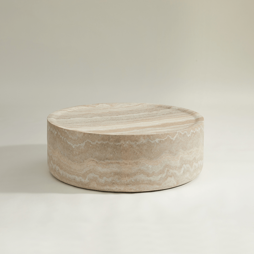 Hermes Round Coffee Table Travertine Effect