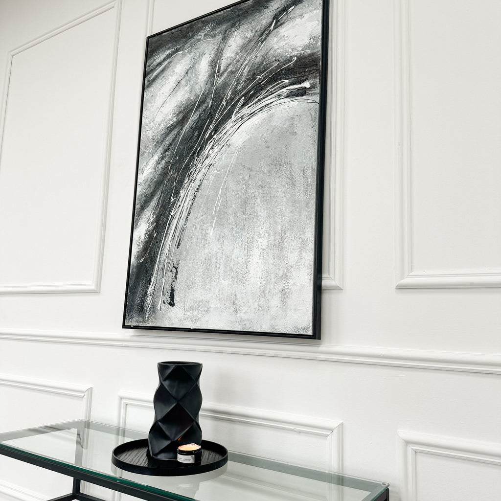 Black and White Contrasting Black Framed Canvas