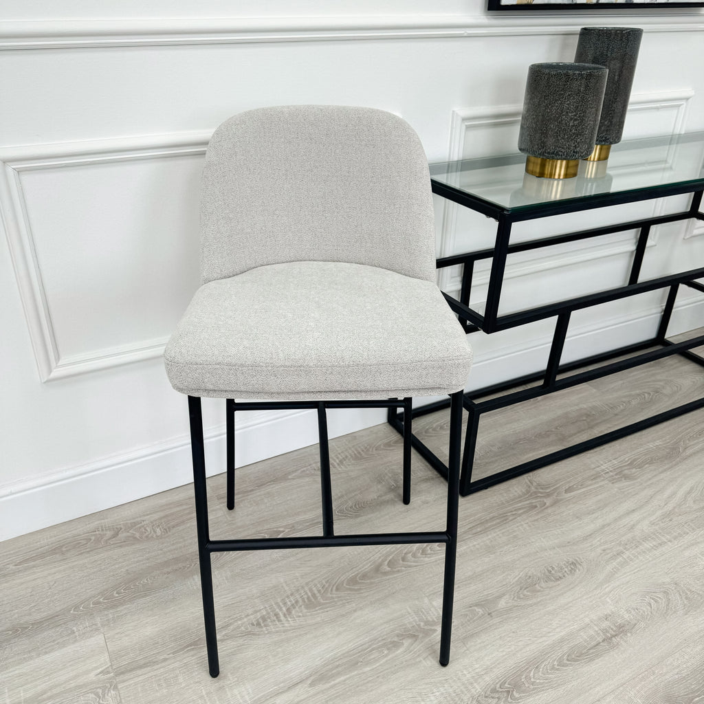 Nora Curved Light Grey Fabric Barstool
