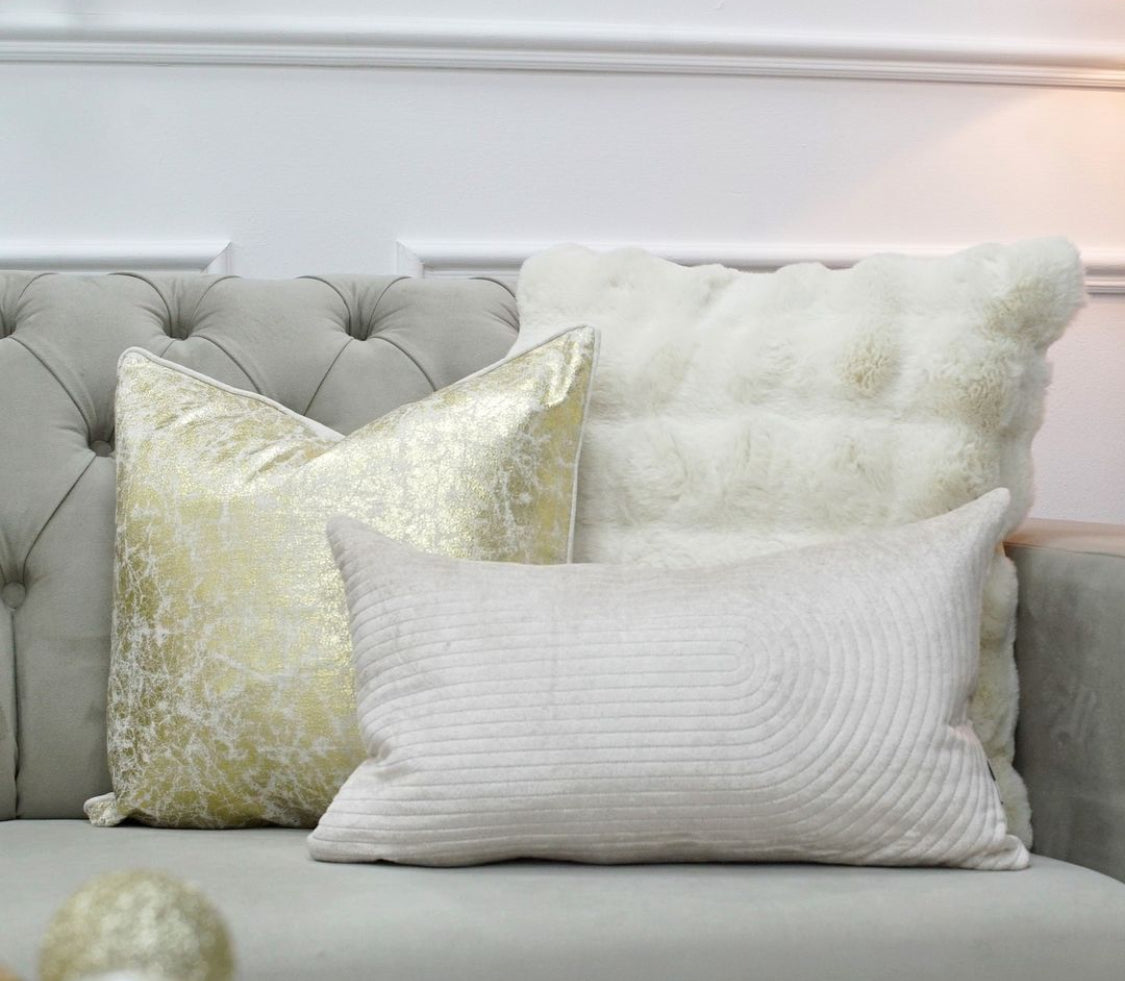 Malini Champagne Velvet Rectangle Cushion