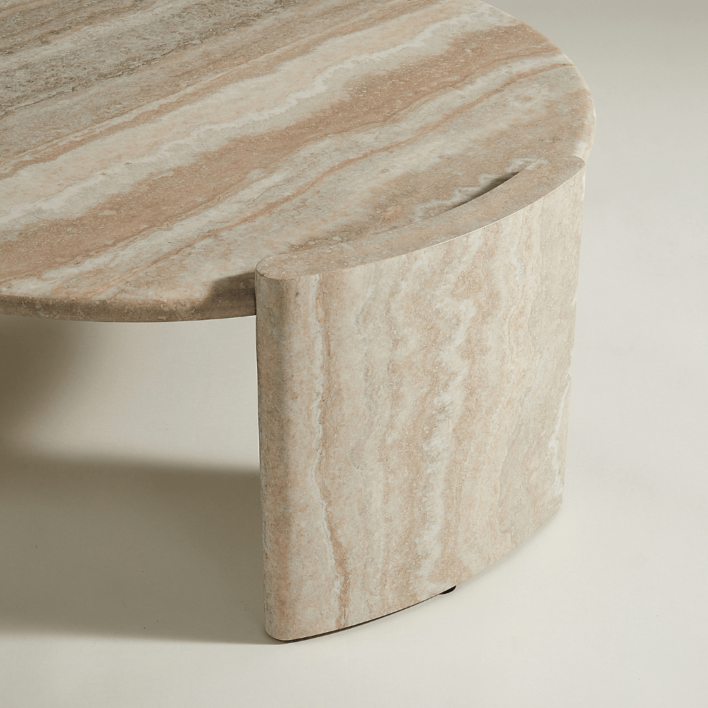 Libra Round Coffee Table Travertine Effect