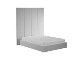 Light Grey Velvet Wall Panel Bed with Ottoman Storage
