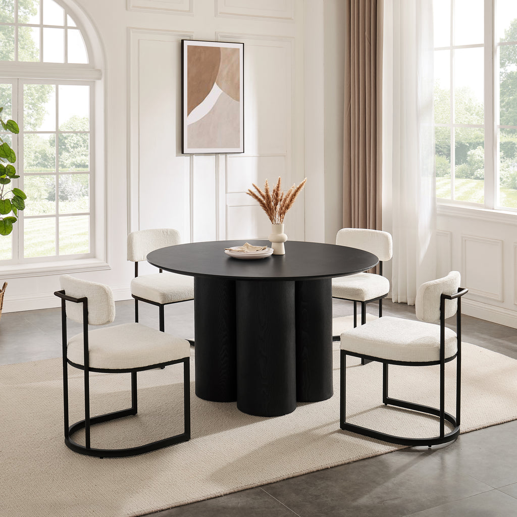 Rhea White Fabric Dining Chair