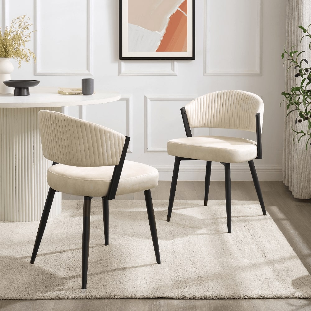 Siena White Ceramic Dining Set With 4 Maria Chairs