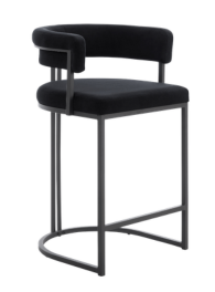 Mia Curved Black Velvet Counter Stool