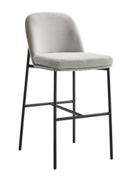 Nora Curved Light Grey Fabric Barstool