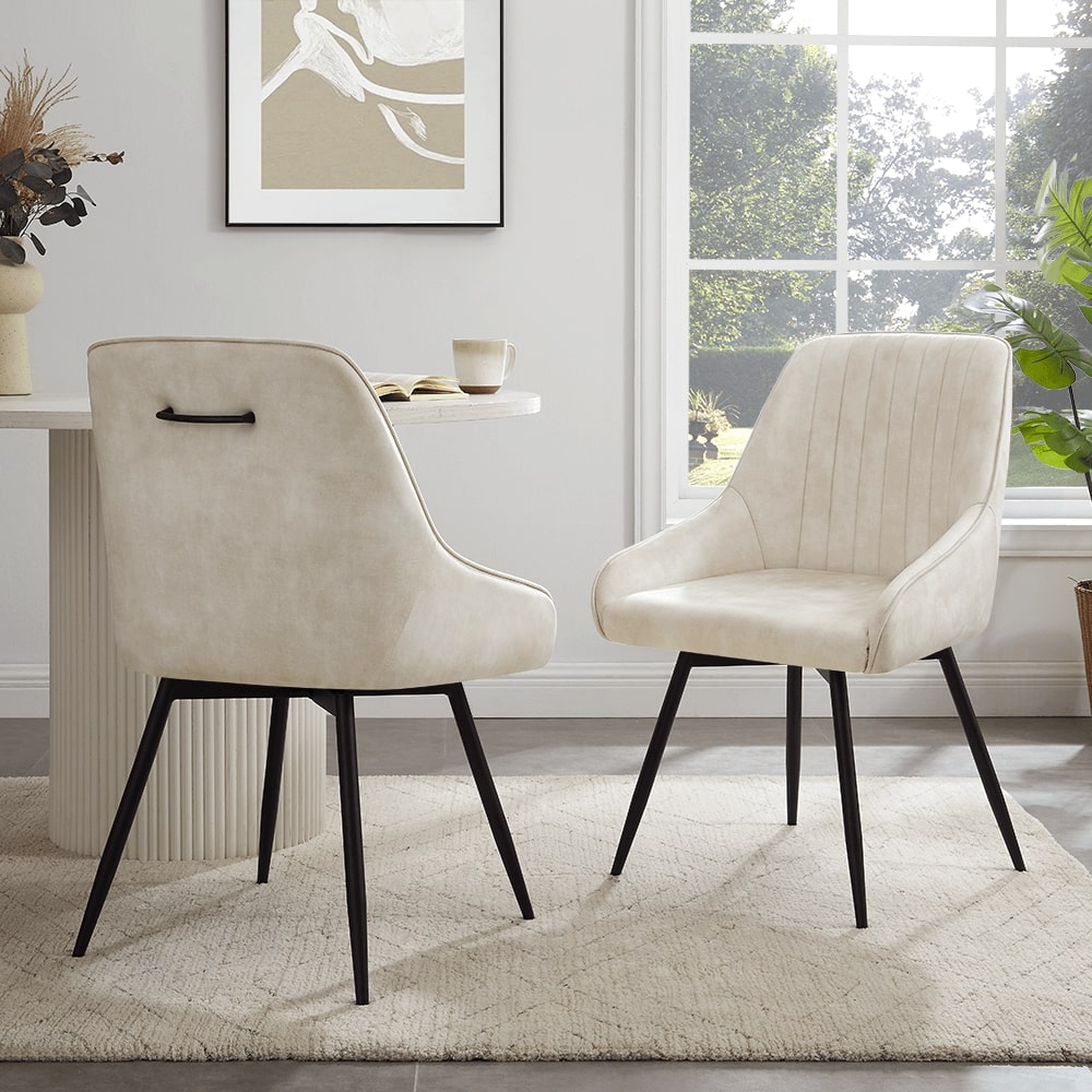 Amari Swivel Cream Velvet Dining Chair