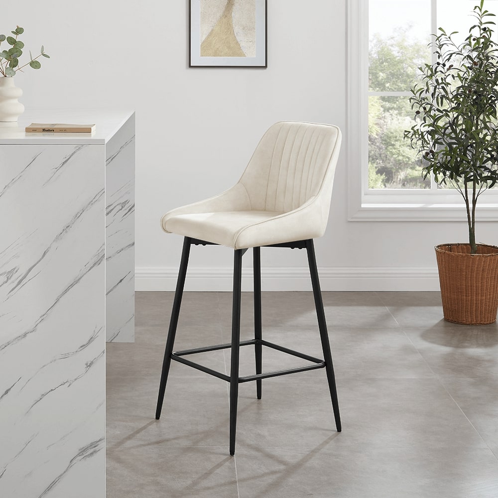 Amari Cream Velvet Swivel Bar Stool