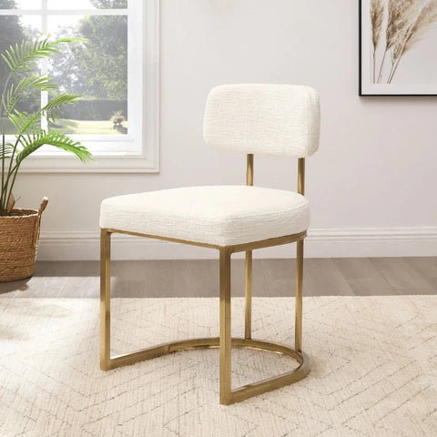 Marco White Round Wooden Dining Set With 4 Rhea Gold Chairs