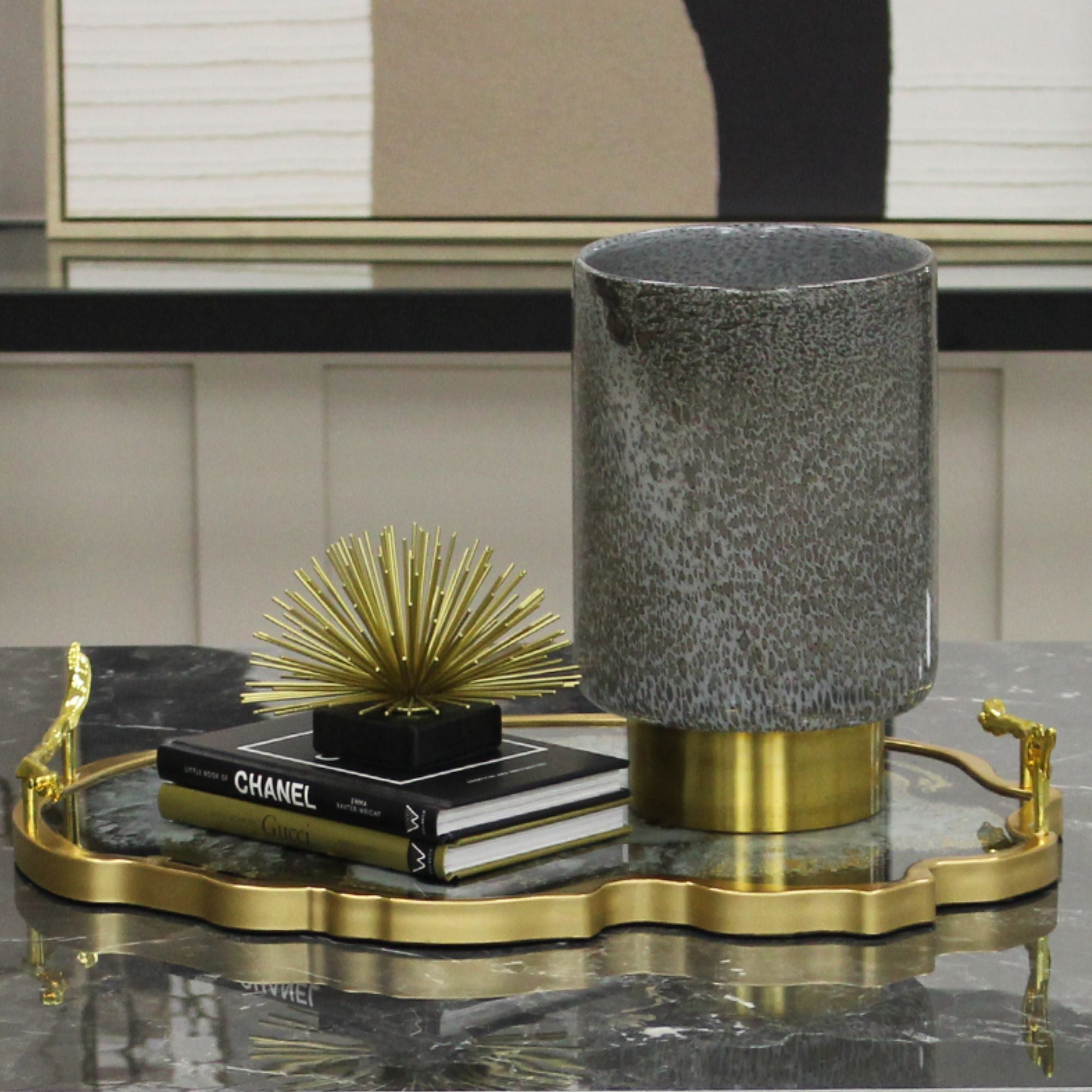 Gold & Black Marble Ornament