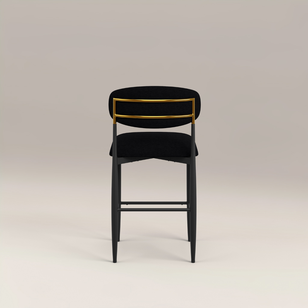 Azure Black Chenille With Gold Barstool