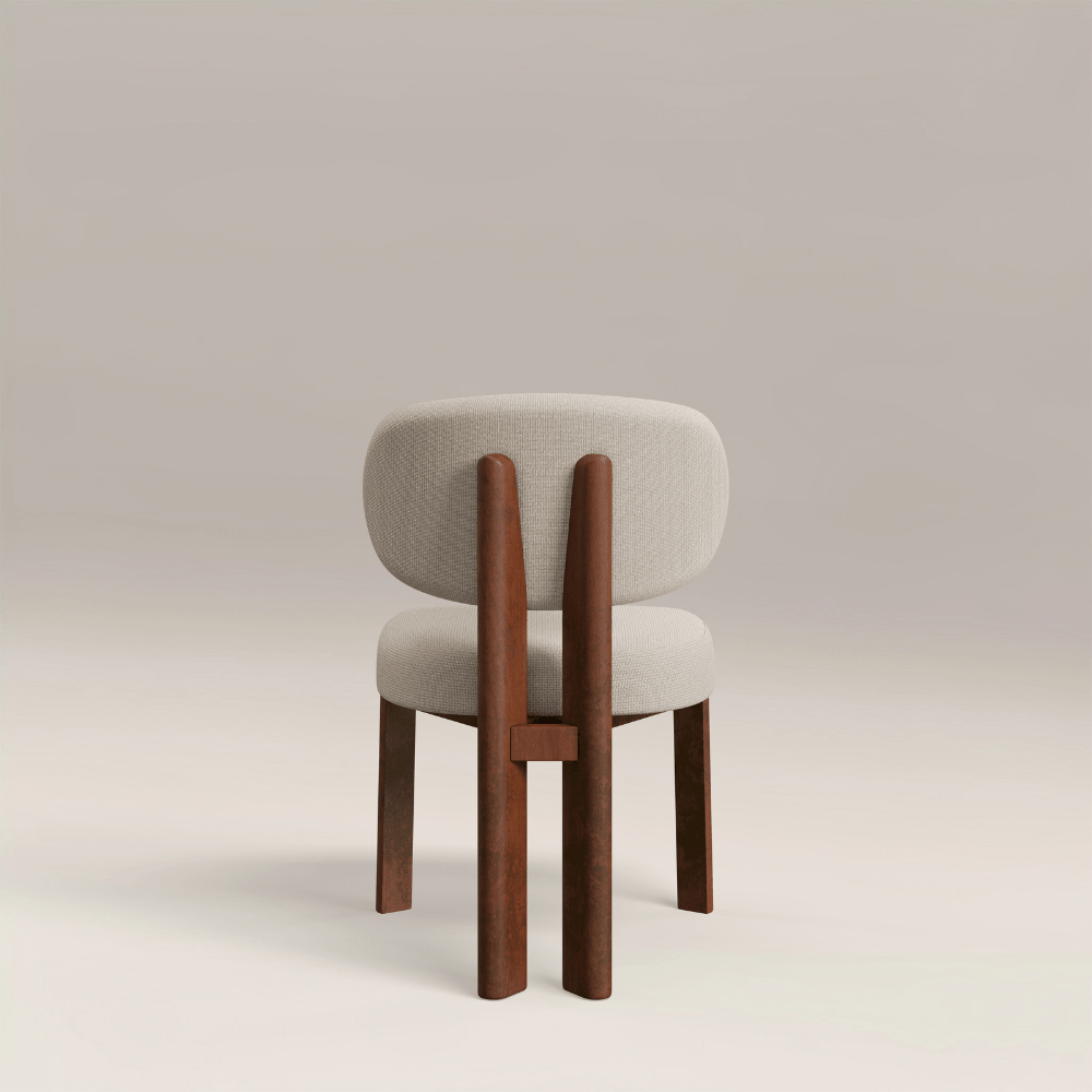 Alba Walnut Wood Ivory Linen Dining Chair