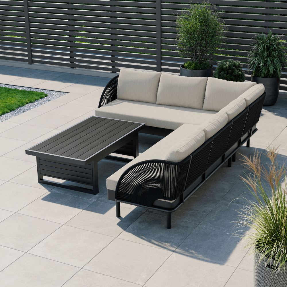 Paris Cream Aluminium 6 Seater Corner Sofa Garden Set