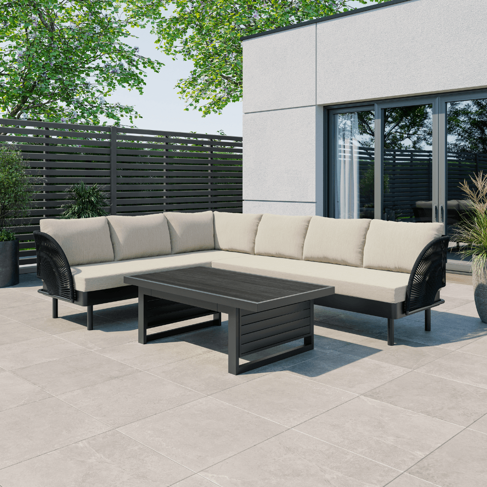 Paris Cream Aluminium 6 Seater Corner Sofa Garden Set