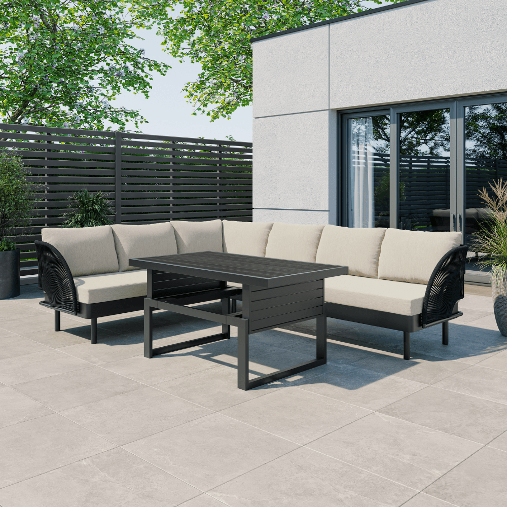 Paris Cream Aluminium 6 Seater Corner Sofa Garden Set