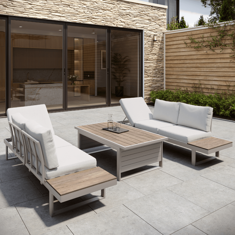 Faro Beige Aluminium Frame Modular Sofa Dining Garden Set