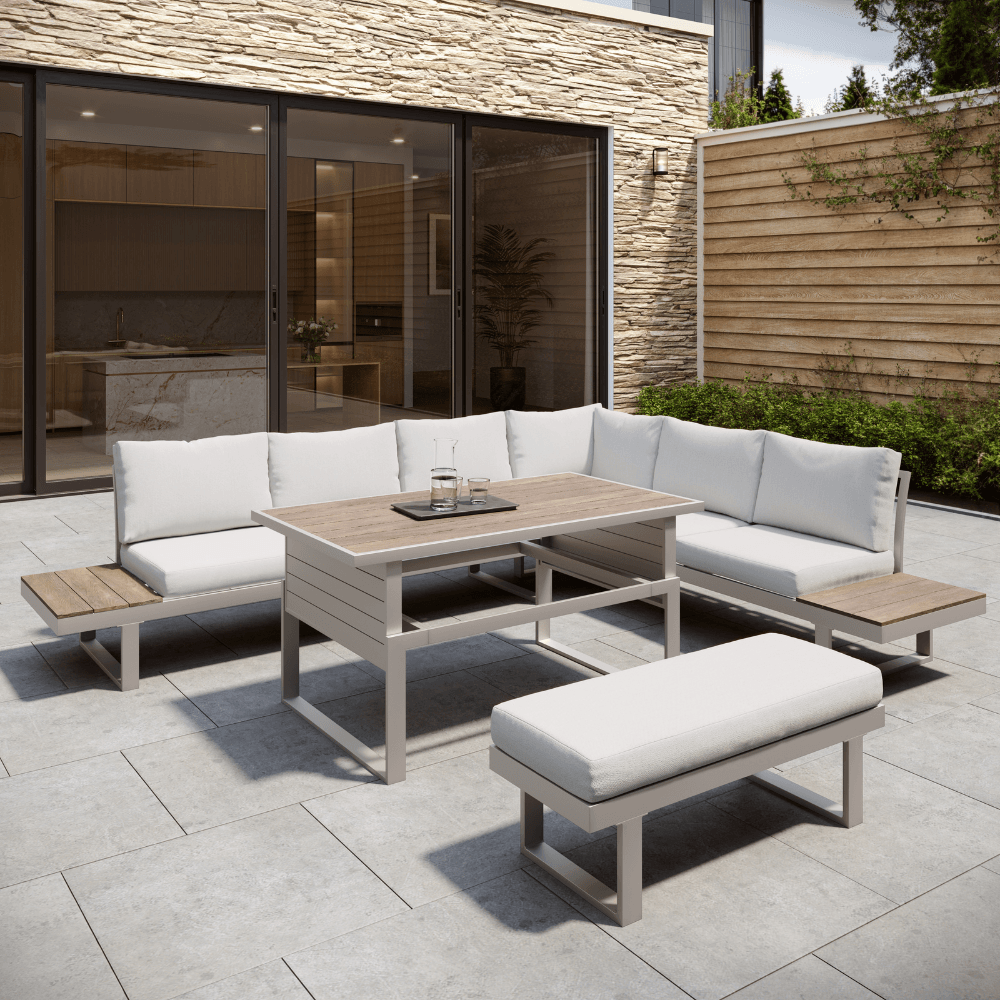 Faro Beige Aluminium Frame Modular Sofa Dining Garden Set – Modish Furnishing