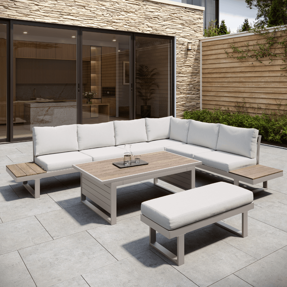 Faro Beige Aluminium Frame Modular Sofa Dining Garden Set