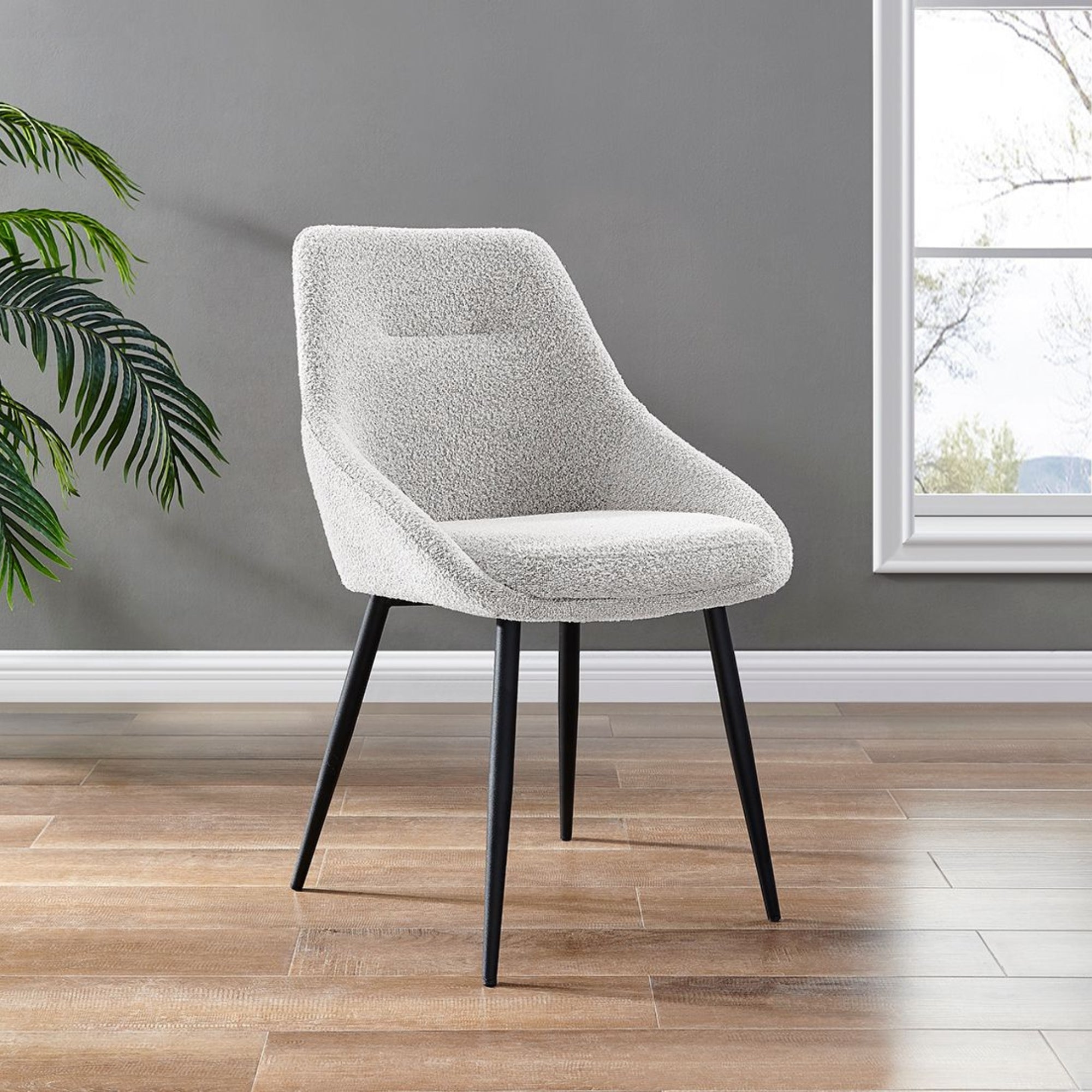 Sage Light Grey Boucle Dining Chair