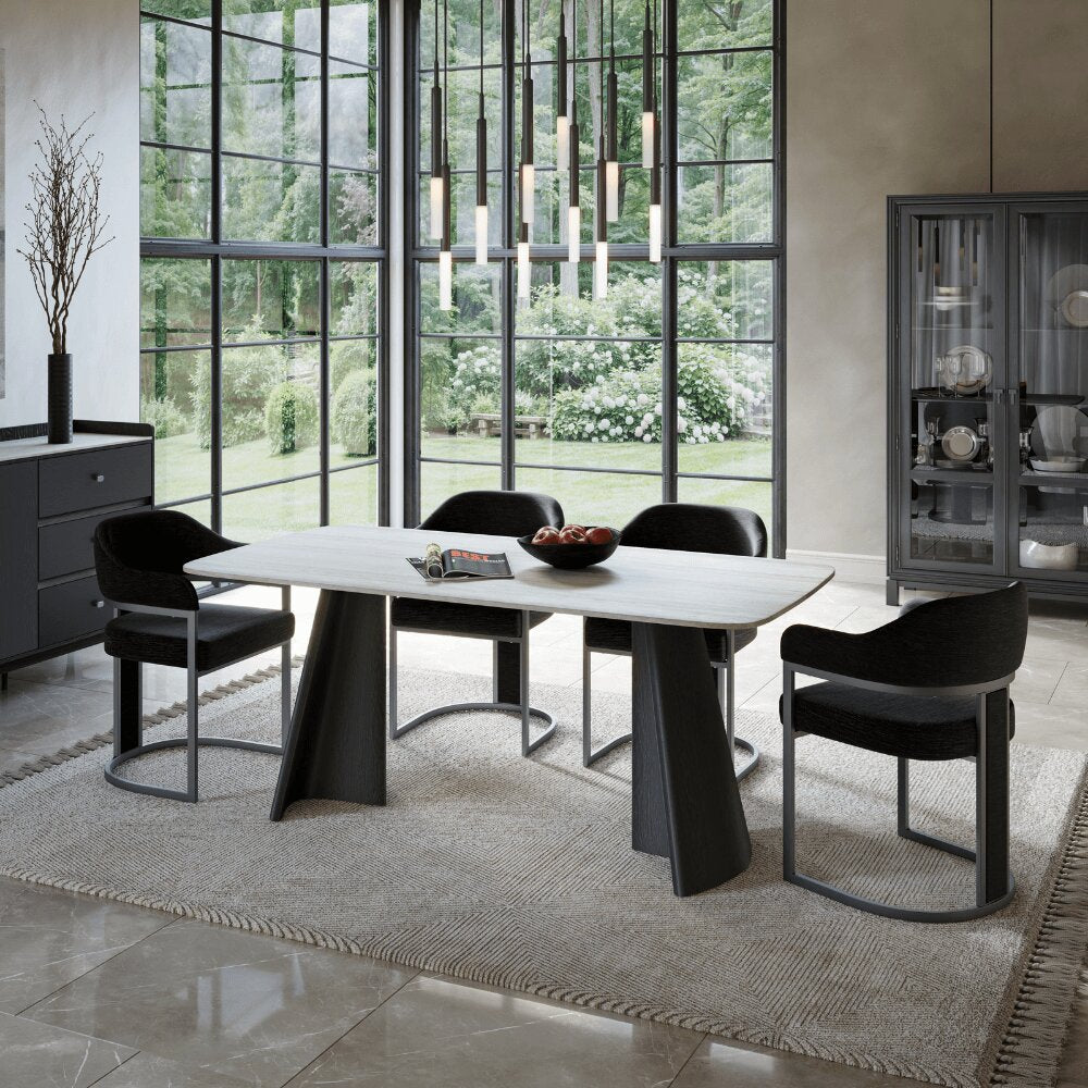 Zara Black Wood and White Ceramic Dining Table