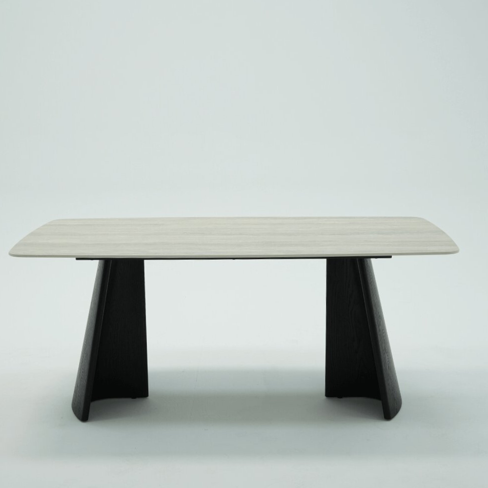 Zara Black Wood and White Ceramic Dining Table