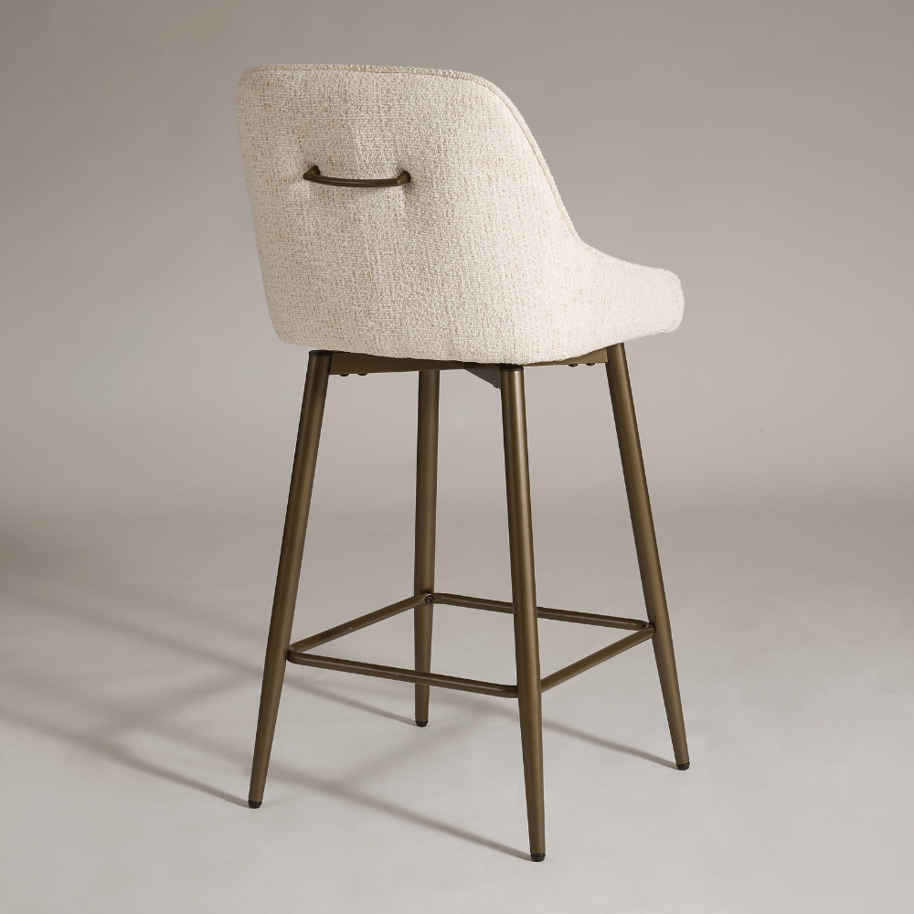 Amari Cream Bronze Swivel Bar Stool