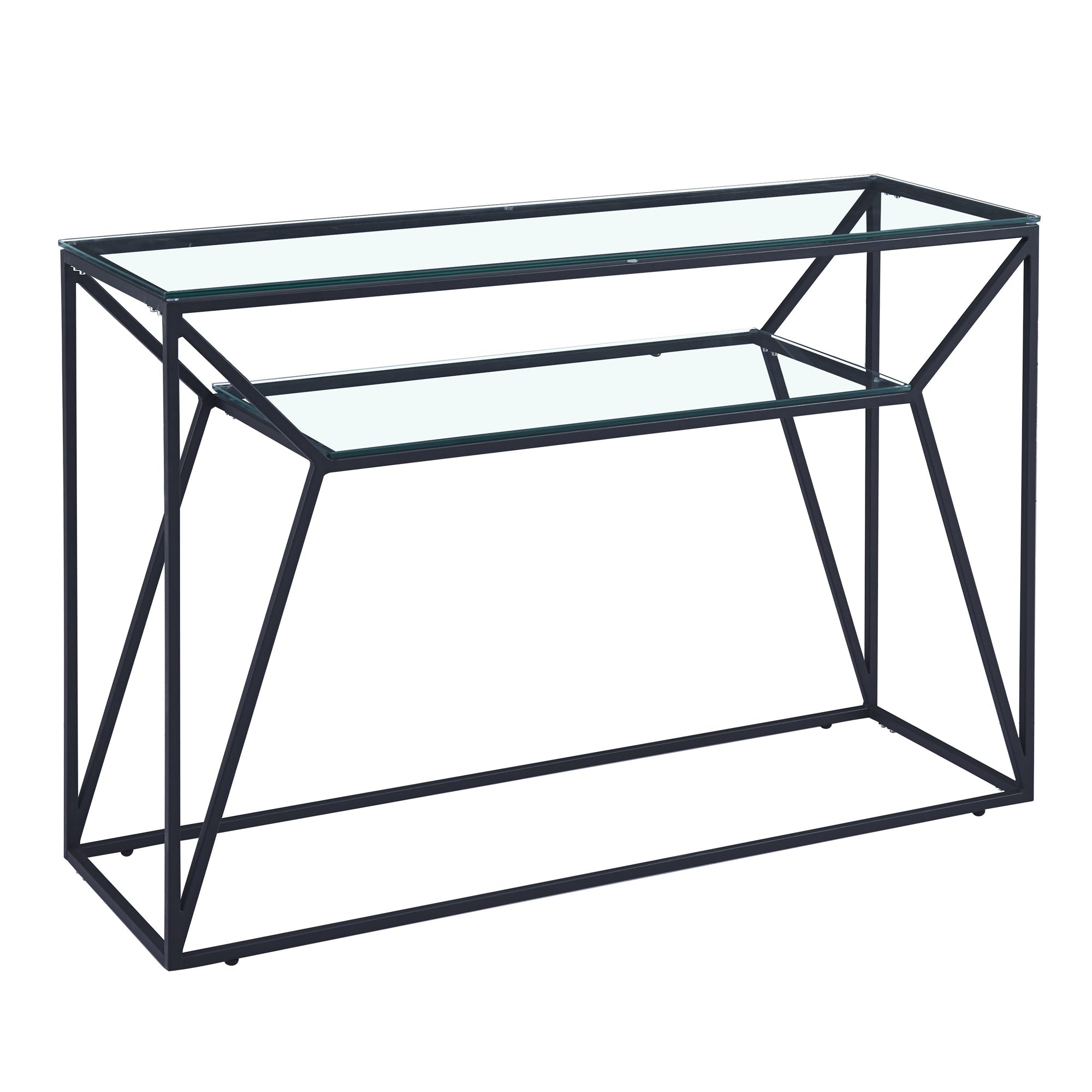 Ava Clear Glass Console Table With Matte Black Frame