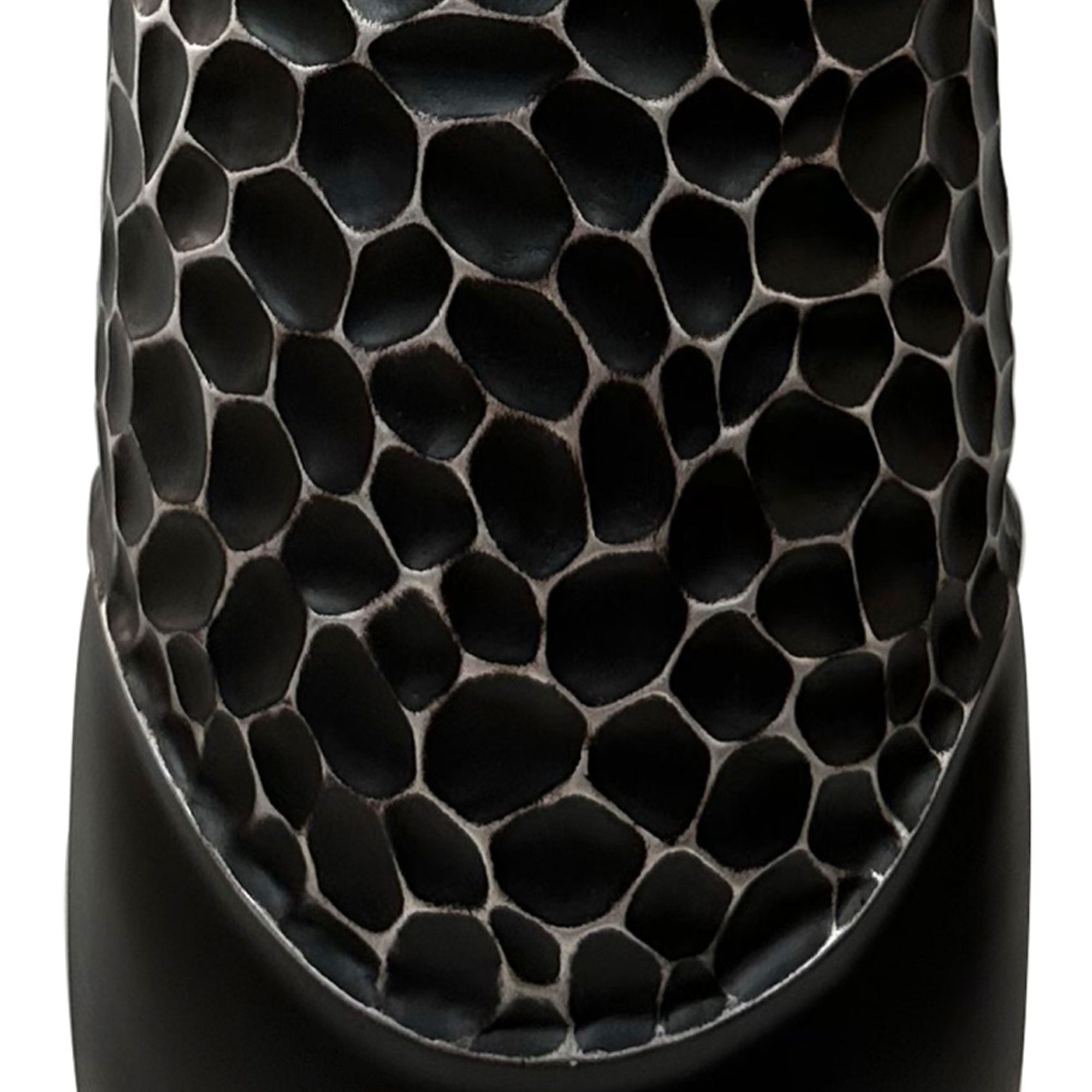 Tall Black And Silver Vase