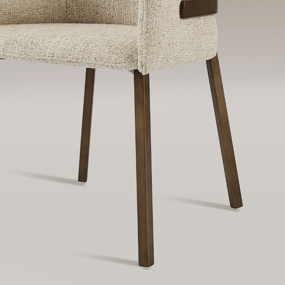 Celeste Beige Brushed Bronze Dining Chair