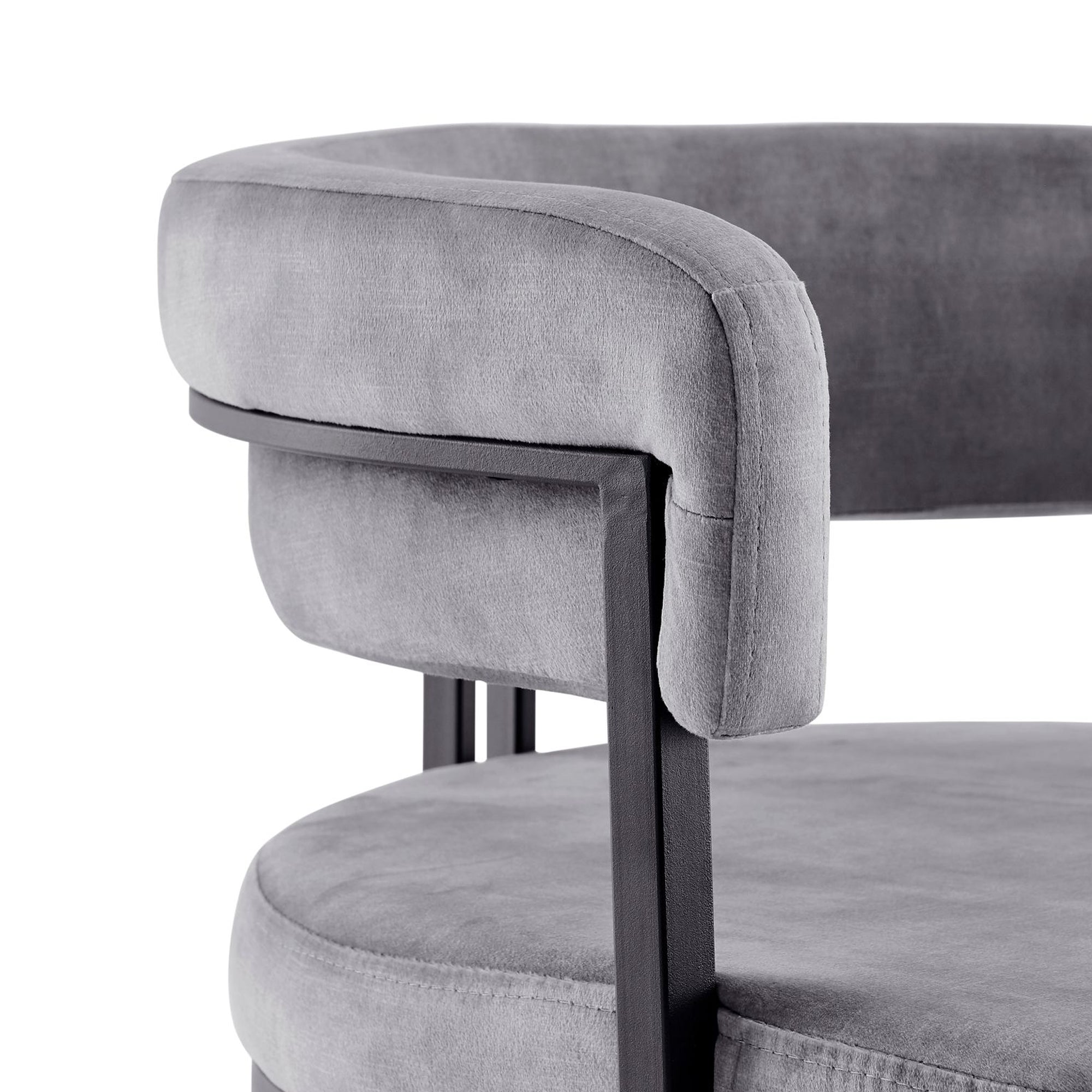 Mia Curved Grey Velvet Dining Chair