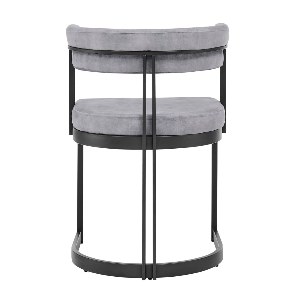 Mia Curved Grey Velvet Dining Chair