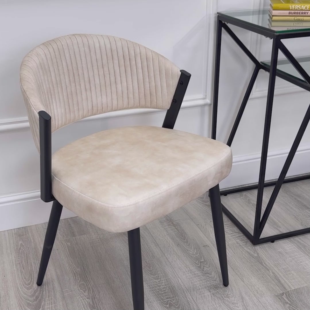 Maria Cream Curved Velvet Dining Chair