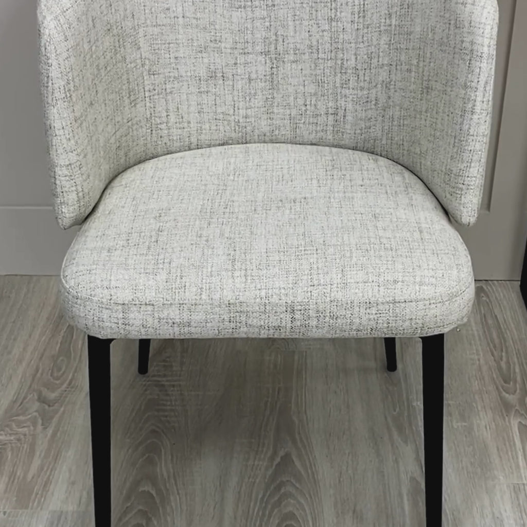 Castelle Ivory Linen Curved Dining Chair