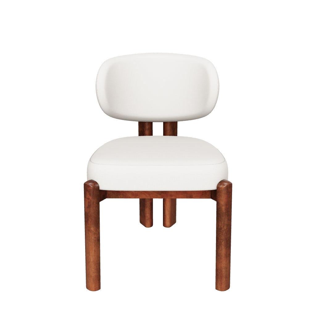 Alba Walnut Wood Ivory Linen Dining Chair